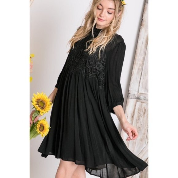 Davi & Dani Black Lace Detailed Vintage Dress - Picture 3 of 14